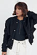 Жіноча куртка з букле на кнопках — чорний колір, L (є розміри), фото 4
