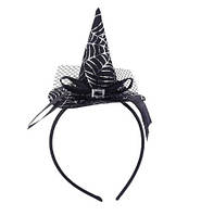 Обруч на Хэллоуин, черный - длина шляпки 11см, текстиль, пластик