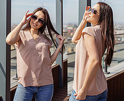 Блузка літня жіноча із софту без застібок з оригінальною планкою