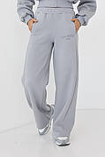 Утеплені трикотажні штани з кишенями — сірий колір, S (є розміри)
