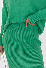 В'язаний костюм зі спідницею-олівцем і джемпером — зелений колір, L (є розміри), фото 2