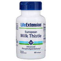 Травы Life Extension Силимарин (Расторопша), European Milk Thistle, 60 желатинов (LEX-19226) - Вища Якість та