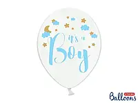 PartyDeco, Gender Reveal Party, латексные шары, It s a Boy, белые, 30 см, 50 шт.