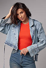 Коротка жіноча джинсовка в стилі Grunge — джинс-колір, L (є розміри), фото 3