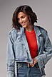 Коротка жіноча джинсовка в стилі Grunge — джинс-колір, L (є розміри), фото 2