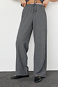 Жіночі штани в смужку з гумкою на талії — темно-сірий колір, L (є розміри)