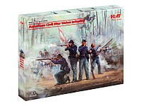 Сборная модель Набор фигурок: Армия Союза, гражданская война в США (4 фигурки) (ICM 35020) 1:35