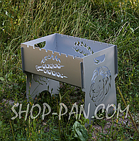 Мангал SHOP-PAN разборный крашенный (серый) с индивидуальной гравировкой на 8 шампуров Не медли покупай!