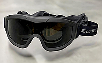 Маска баллистическая Swiss Eye F-Tac Черная Линзы: прозрачные оранжевые затемненные тактические очки Не медли