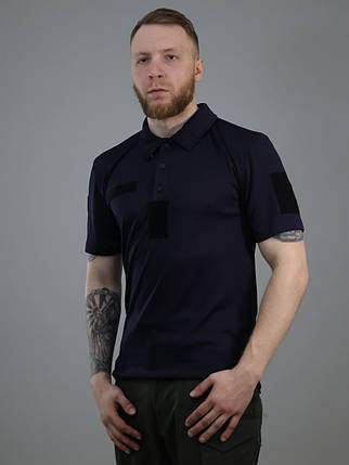 Футболка поло Coolmax ДСНС,Потовідвідна дихаюча чоловіча футболка з липучками темно-синя, фото 2
