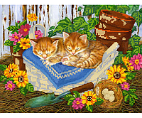 Схема для вышивки бисером Спящие котики, размер 30х23 см, арт. 1269