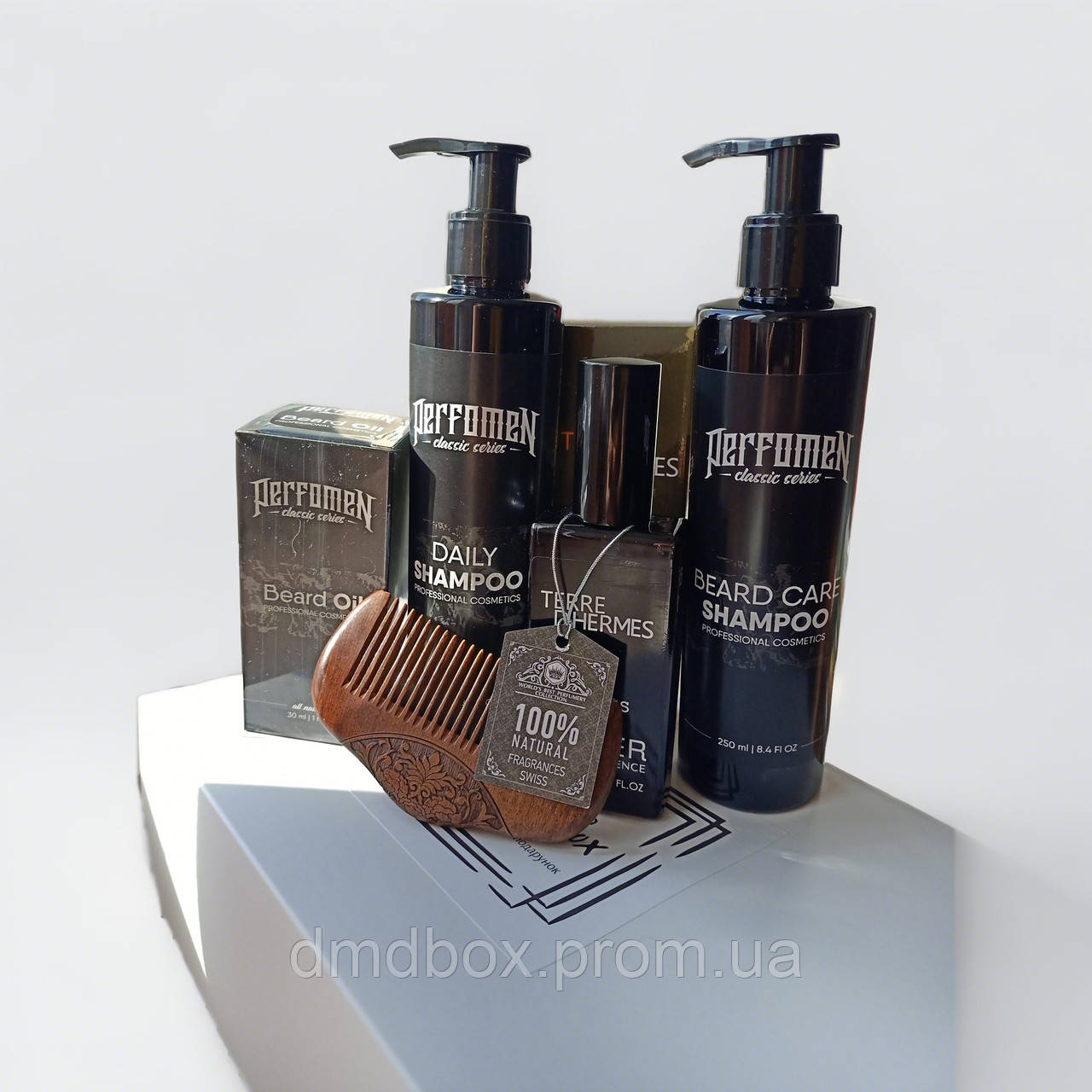 Мужской подарочный набор: уход для бороды и волос + брендовый парфюм Terre D' Hermes - фото 1 - id-p2151348076