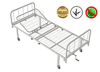 Кровать медицинская функциональная АТОН КФ-2-МП-БМ-К75 с металлическими быльцами и колесами 75 мм