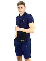 Комплект Nike поло синий и шорты синие + Барсетка BKA