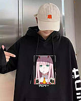 Молодежное черное худи с принтом аниме Harajuku Printing Hoodie толстовка Anime с капюшоном Pullover Top