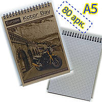 Блокнот на спирали "KRAFT" А5 80 листов, клетка / Записная книга / KF5180K / Motorcycle