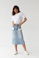 Джинсова спідниця міді з кишенями назовні — джинс-колір, S (є розміри), фото 3