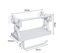 Настенная креативная полка держатель, Органайзер с самоклеющейся фиксацией и вешалкой для полотенец Белый