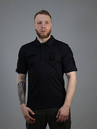 Футболка поло Coolmax Поліція,Потовідвідна дихаюча чоловіча футболка з липучками чорна, фото 2