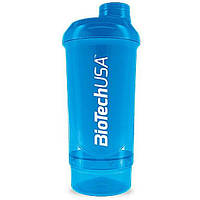 Шейкер BioTechUSA Wave+ Compact shaker 500ml +150ml container Schocking Blue MD, код: 7622720