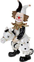 Декоративная статуэтка "Клоун на Лошадке" 16.5см, полистоун, черный с белым BKA