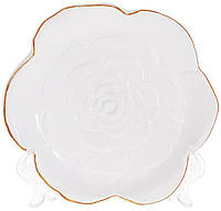 Набор 6 керамических тарелок "Rose" 16х15.5х2.5см, белый с золотом BKA