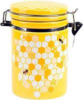 Банка керамическая "Sweet Honey" 650мл для сыпучих продуктов с металлической затяжкой, желтый BKA