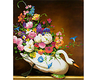 Схема для вышивки бисером POINT ART Лебедь с цветами, размер 35х40 см, арт. 1297