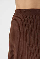 Жіноча спідниця міді в широкий рубчик — коричневий колір, L (є розміри), фото 2