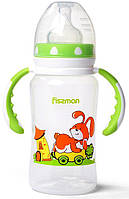 Бутылочка детская для кормления Fissman Babies "Зайчик на колесах" 300мл с ручками BKA