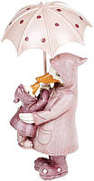 Декоративна статуетка "Качка з каченям" 7.5х6.5х14см, полістоун, рожевий BKA