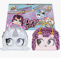 Две интерактивные детские мини сумочки кошельки Purse Pets Micros Нарвал и Ежик