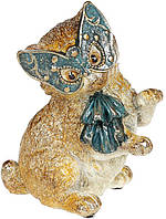 Декоративная статуэтка "Кошечка на маскараде" 13х10.5х16см, в синей маске BKA