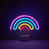 HOSYMO Rainbow Neon Sign, світлодіодна неонова вивіска з підставкою, з батарейним або USB-накопичувачем, барвиста неонова прикраса, фото 4
