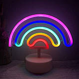 HOSYMO Rainbow Neon Sign, світлодіодна неонова вивіска з підставкою, з батарейним або USB-накопичувачем, барвиста неонова прикраса, фото 5