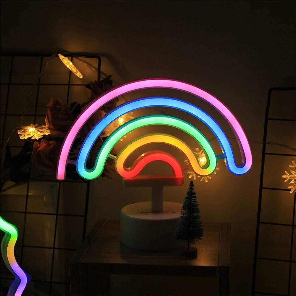 HOSYMO Rainbow Neon Sign, світлодіодна неонова вивіска з підставкою, з батарейним або USB-накопичувачем, барвиста неонова прикраса, фото 1