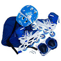 Комплект дитячих роликів із захистом і шоломом "Superpower" 29-33 синій
