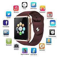 Смарт-часы Smart Watch A1 умные электронные со слотом под sim-карту + карту памяти micro-sd. Цвет: золотой BKA