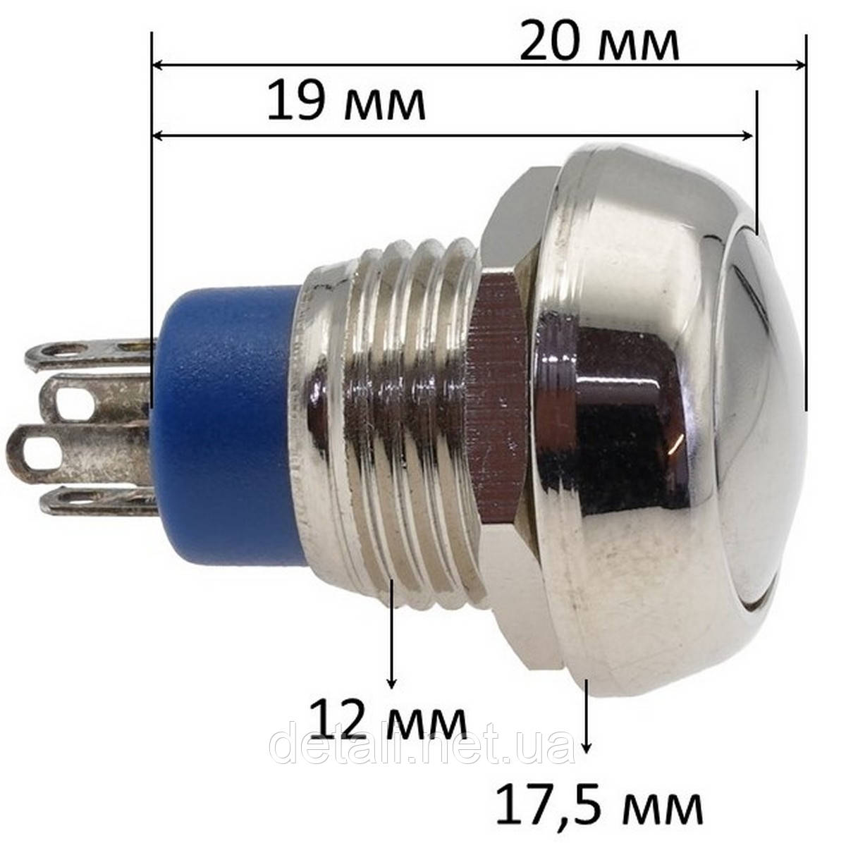 Кнопка антивандальная (d18 мм резьба 12 мм h20 мм 4 контакта) - фото 2 - id-p980860212