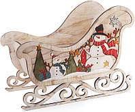 Декоративные сани "Снеговики" 63.5см деревянные BKA