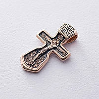 Золотой крестик Распятие с молитвой (чернение) п00786 Оникс BB, код: 6731725