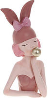 Декоративная статуэтка "Девушка-Зайчик" 16х10.5х32см, полистоун, розовый BKA