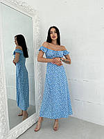 Ошатна літня жіноча квіткова сукня міді тканина софт, молодіжна сукня для дівчат кольори в асортименті