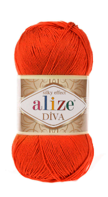 Нитки пряжа для в'язання мікрофібра DIVA Дива від ALIZE Алізе № 37 - померанчовий