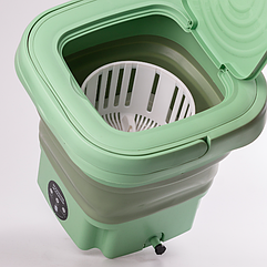 Пральна машина портативна складна 8 л 80°С напівавтоматична міні пралка ультразвукова Зелений