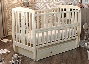 Дитяче ліжечко для новонароджених Друзі з маятником відкидною боковиною та шухлядою бук ліжко для немовлят