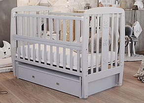 Дитяче ліжечко для новонароджених Друзі з маятником відкидною боковиною та шухлядою бук ліжко для немовлят