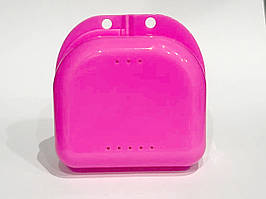 Контейнер для зберігання зубних протезів, кап, 75х65х38 мм. рожевий