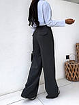 Жіночі широкі брюки палаццо вільного крою з поясом, фото 2