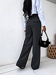 Жіночі широкі брюки палаццо вільного крою з поясом, фото 3